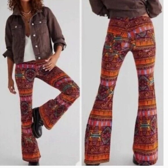 We The Free Pants - WE THE FREE Corduroy Sedona Pull On Flare Boho Festival Pants size 28